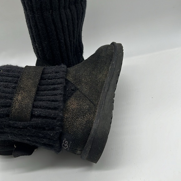 UGG Cambridge Knit Black Metallic Buckle Boots Size 6 - Picture 4 of 10